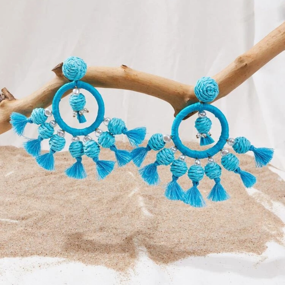 Tassel Aqua Blue Earrings